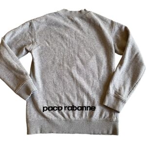 Paco Rabanne Sweatshirt Women's M Size 38 Gray Long Sleeve Black Spellout Top